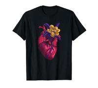 Chemise Anatomique Florale avec cœur Gothique pour infirmière et Amoureux des Fleurs T-Shirt Graphique avec Valeur
