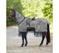 Waldhausen Couverture d'équitation anti-mouches Zebra avec franges L'effet de couleur repousse les insectes 145 cm