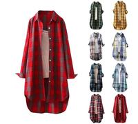 Chemise Anti UV Femme Manche Longue, Chemisiers Et Blouses Femme Grande Taille Chemisier À Simple Boutonnage Cardigan Mi Long Haut Chic Top Ample Vêtements Décontractés Chemise Plaid Cardigan