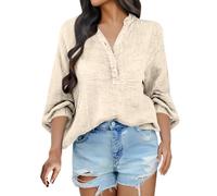 Chemise Anti UV Femme Manche Longue Chemisiers Et Blouses Femme Grande Taille Chemisier avec Bouton Blouse Décontractés Haut Couleur Unie Top Ample Loungewear Plissées Chemise Outdoor Vêtements