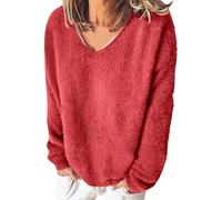 Chemise Anti UV Femme Manche Longue Haut Femme Chic Et Elegant Col en V Chemisier Décontractés Chemisiers Hiver Haut Ample Top Couleur Unie Vêtements Maison Loungewear Pilou Pull Courte Pulls