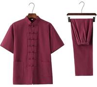 Chemise Arts Martiaux Traditionnels Kung Fu Ensemble Pour Homme, Tai Chi Wushu Classique Tangzhuang Style Classique Manches D'entraînement Uniforme Printemps Automne Loisirs F,190/4XL(92-99kg)