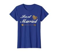Chemise Assortie Just Married Life pour Couple de Jeunes mariés T-Shirt, Femme, Bleu Royal, S