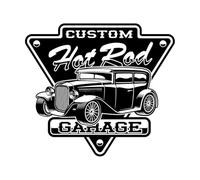 Chemise avec un hot rod de style vintage Stickers sculptés 34x38.3cm Personnalisation Noir