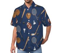 Chemise Ballon De Sport De Dessin Animé avec Boutonnière - Chemise Hawaïenne pour Homme - Manches Courtes - Imprimé Simple - Chemises de Plage Décontractée pour Adulte