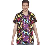 CHEMISE BARIOLÉE NOIR ANNÉES 80 HOMME M