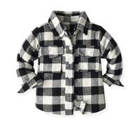 Chemise Bébé Mixte Enfant Carreaux Plaid en Coton Manches Longues INSFITY - Noir 90 cm
