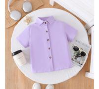 Chemise blanche à manches courtes avec col, de couleur unie, style décontracté et polyvalent pour garçons, style gentleman, convient pour le port quotidien, les occasions formelles, les fêtes scolaire
