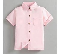 Chemise blanche à manches courtes avec col, de couleur unie, style décontracté et polyvalent pour garçons, style gentleman, convient pour le port quotidien, les occasions formelles, les fêtes scolaire