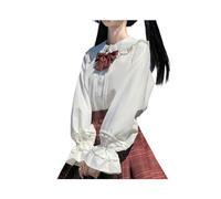 FRESQA Chemise Blanche à Manches Longues pour Adolescentes et Femmes, Chemisier Lolita, Style Preppy Japonais, Kawaii, col Peter Pan, Printemps-Automne