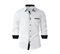 Chemise blanche à manches longues pour homme - Coupe ajustée - Style décontracté - Chemise boutonnée pour poche - Sans repassage - Manches longues - Doux pour la peau - Confortable - Taille S à 3XL