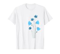Chemise Blanche avec Fleurs Bleues pour Femmes T-Shirt