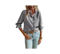FRESQA Chemise Blanche Femmes Automne à Manches Longues Haut Femme élégant Mode Simple Boutonnage Blouses décontracté rayé Bureau Dames Chemises