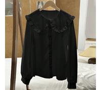 Chemise blanche mignonne de style coréen avec col claudine, polyvalente pour l'automne et l'hiver, hauts à manches longues, pouvant être portée comme sous-vêtement ou vêtement extérieur L,M,S,XL,XS,XX
