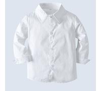 Chemise Blanche Pour Bébé Garçon À Manches Longues Avec Col Rabattu Boutonné, Style Gentleman, Convient Pour Les Activités Quotidiennes, Scolaires Et Les Fêtes 6-9M,9-12M,12-18M,18-24M,2-3Y,3-6MUnicol