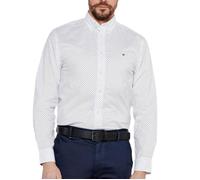 Tommy Hilfiger Flex Poplin Polka RF Shirt MW0MW37554 Chemise L/S, White (Optic White/Navy Dot), S Homme