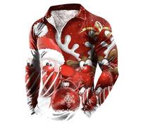 Chemise Bleue Hommes Hommes - Hiver Noël Fermeture éclair Manches Longues Imprimé Pleine Fêtes T-shirt Tops Juridique Pad, Bordeaux, 3XL