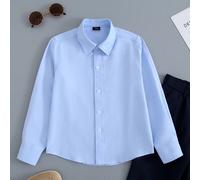 Chemise bleue pour préadolescent, tenue classique pour l'école, la remise des diplômes, les représentations, les fêtes, les jours fériés 6Y,7Y,8Y,9Y,10Y,11-12Y,5Y,13-14Y,15-16YUnicoloreÉtoffe