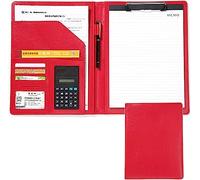chemise, Bloc-notes professionnel en similicuir avec calculatrice et porte-documents intégré for documents de conférence travail(Rood)