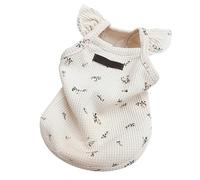 Chemise Body pour Chien | Vêtements pour Animaux de Compagnie en Coton Respirant à Motif Floral | Chemise d’été Mignonne pour Chiens/Chiots/Chats | Conception Simple à Deux (Milk Tea Apricot)