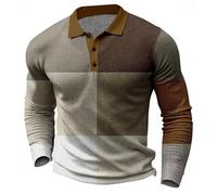Chemise boutonnée à manches longues pour homme, polo tendance, décontracté, graphique, bloc de couleur, pull de sport léger, I, M