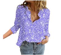 Chemise Boutonnée à Revers Imprimé Fleuri Femme Cardigan à Boutons D'été Manches Longues T-Shirt Léger Chic et Élégant Grande Taille Tops Casual Pullover Haut à La Mode Loisirs Vacances