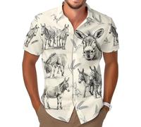 Chemise boutonnée animal de la ferme pour homme, chemise hawaïenne pour homme, chemise d'été unisexe, cadeau d'anniversaire pour homme, Âne vintage, L