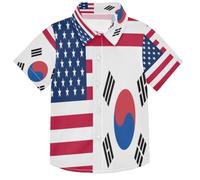 Chemise boutonnée drapeau des États-Unis Corée du Sud pour tout-petits