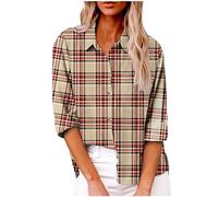 Chemise boutonnée en coton et lin pour femme 2023 - Chemise décontractée à manches longues de couleur unie - Haut de travail ample avec poches, #F02-beige, XX-Large