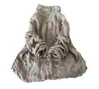 Chemise boutonnée en lin à manches longues et col haut pour femme Style décontracté, gris clair, Taille Unique