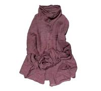 Chemise boutonnée en lin à manches longues et col haut pour femme Style décontracté, rose, Taille Unique