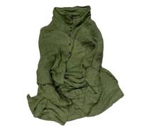 Chemise boutonnée en lin à manches longues et col haut pour femme Style décontracté, vert, Taille Unique