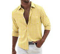 Chemise boutonnée vichy pour homme - Style robe à manches longues, ambiance décontractée, motif patchwork à carreaux, avec deux poches