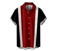 Chemise Boutons Imprimé pour Homme Chemises de Plage Boutonnées à Manches Courtes Chemise Chemise, rouge, Medium