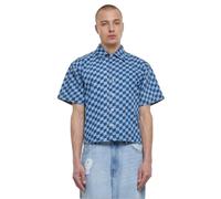 Urban Classics Laser Check Printed Boxy Short Sleeve Shirt Bleu M Homme