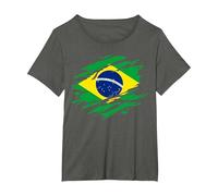 Chemise Brésil Drapeau Brésil T-Shirt, Femme Grandes Tailles, Asphalte, 1X