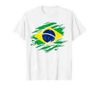 Chemise Brésil Drapeau Brésil T-Shirt, Homme, Blanc, S