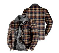 Chemise bûcheron pour homme doublée avec fermeture éclair - Veste polaire chaude - Veste doublée - Col montant - Parka d'hiver - Veste de transition épaisse - Veste d'hiver - Veste d'extérieur - Veste