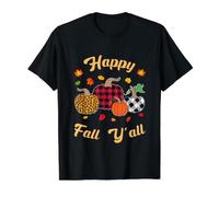 Chemise Buffalo Plaid Léopard Citrouille Happy Fall Y'all Autumn T-Shirt Graphique avec Valeur, Homme, Noir, S
