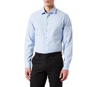 Chemise business Seidensticker pour homme - Coupe slim - Infroissable - Col Kent - Manches longues - Patch - À carreaux - 100 % coton