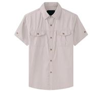 Chemise cargo en coton à manches courtes pour homme - Style décontracté - Style rétro, Blanc., L