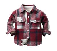 Chemise carreaux doublée en polaire pour garçon, haut chaud à manches longues pour petits enfants Chemise en Flanelle Manches Longues Automne Hiver Chemise Boutonnée Enfants Chemise à Carreaux