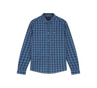 Lyle & Scott Hommes Chemise en Popeline À Carreaux - Coton Bleu Marine Foncé/Bleu Vif L