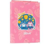 Chemise Cartonnée Stitch A4 Rose 3 Rabats Fermeture Elastique