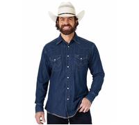 Chemise - chemisette Wrangler - MS1041D - Men's Cowboy Cut Western Long Sleeve Snap Work Shirt Washed Finish Button L