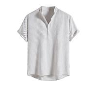 Chemise chinoise à manches courtes pour homme - Style traditionnel chinois Tang - Vêtement d'été - Kung Fu Tai Chi - Chemise de loisirs, Blanc (1), L