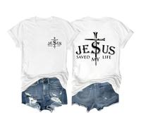 Chemise chrétienne « Jesus Saved My Life » pour homme et femme, blanc, 3XL