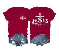 Chemise chrétienne « Jesus Saved My Life » pour homme et femme, bordeaux, 3XL