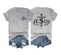 Chemise chrétienne « Jesus Saved My Life » pour homme et femme, gris, XL