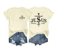 Chemise chrétienne « Jesus Saved My Life » pour homme et femme, Jaune crémeux., XL